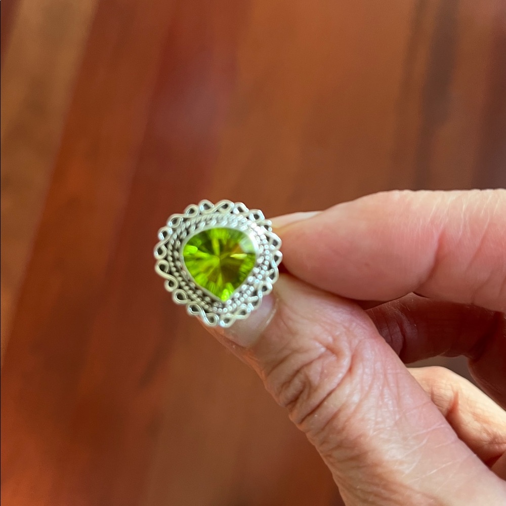 Sterling Silver Ring with Green Topaz
